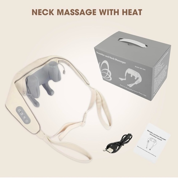 Neck and Shoulder Massager with Heat - Cream and Gray - Picture 8 of 8
